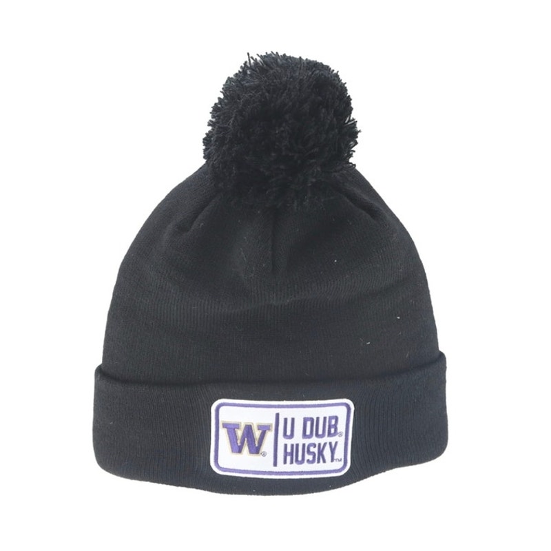 Zhats Standard Ncaa Officially Licensed Pom Beanie Patch Defer Black One Size S1
